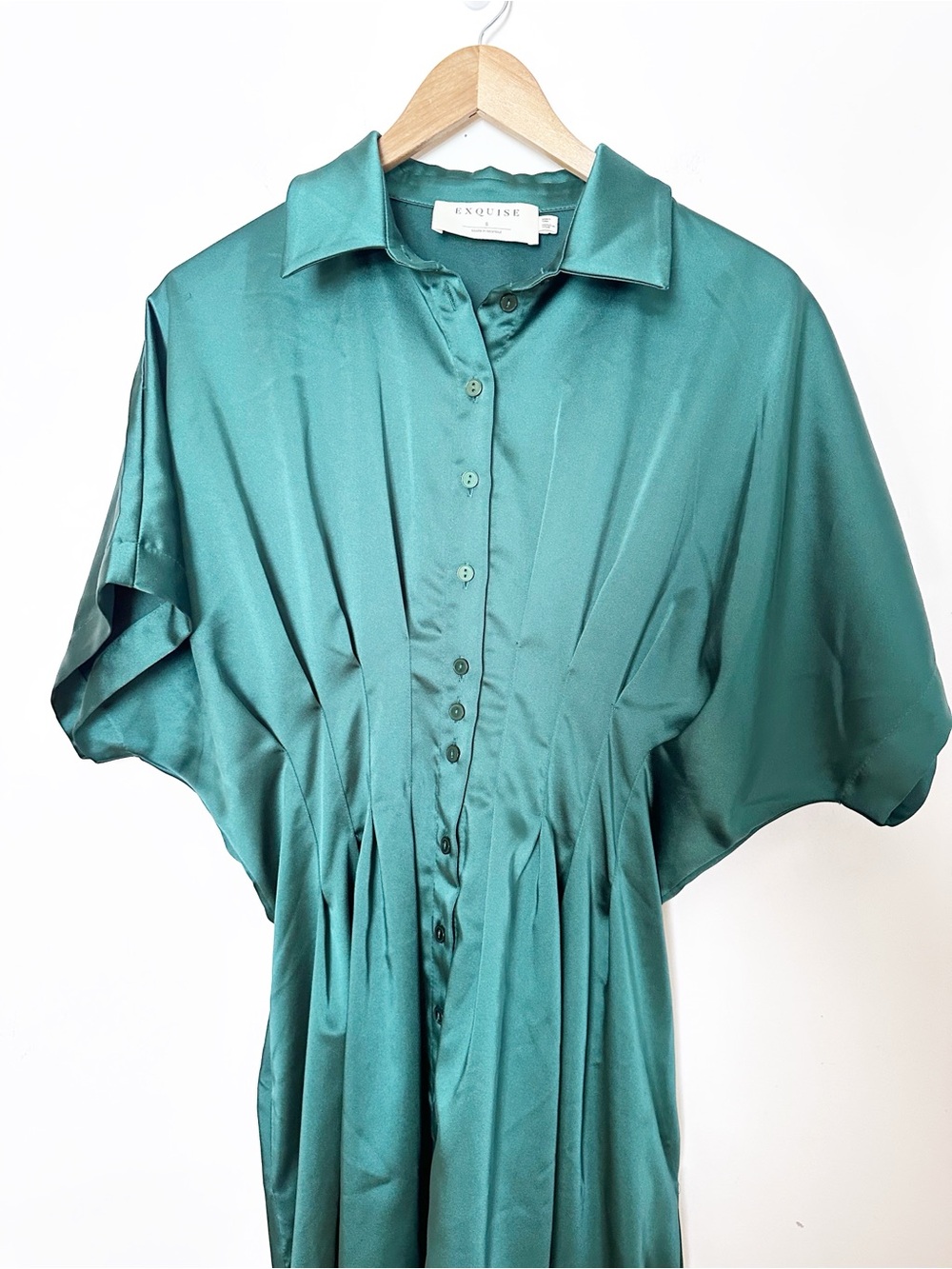 Anthropologie The Tobie Satin Shirt Dress by Exquise - Picture 7 of 8